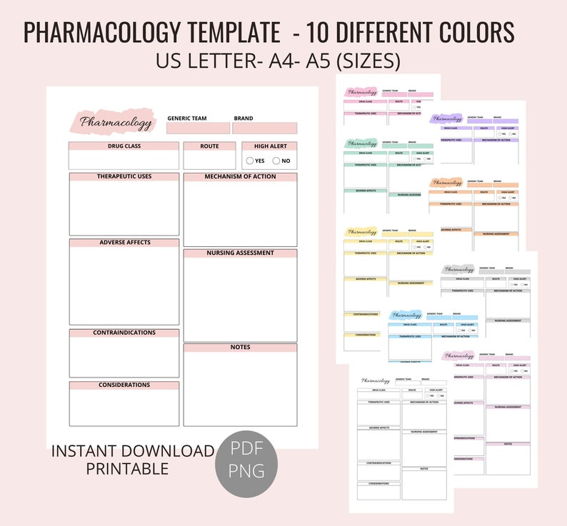 Printable Nursing Student Pharmacology Template, Medicine Note-taking ...