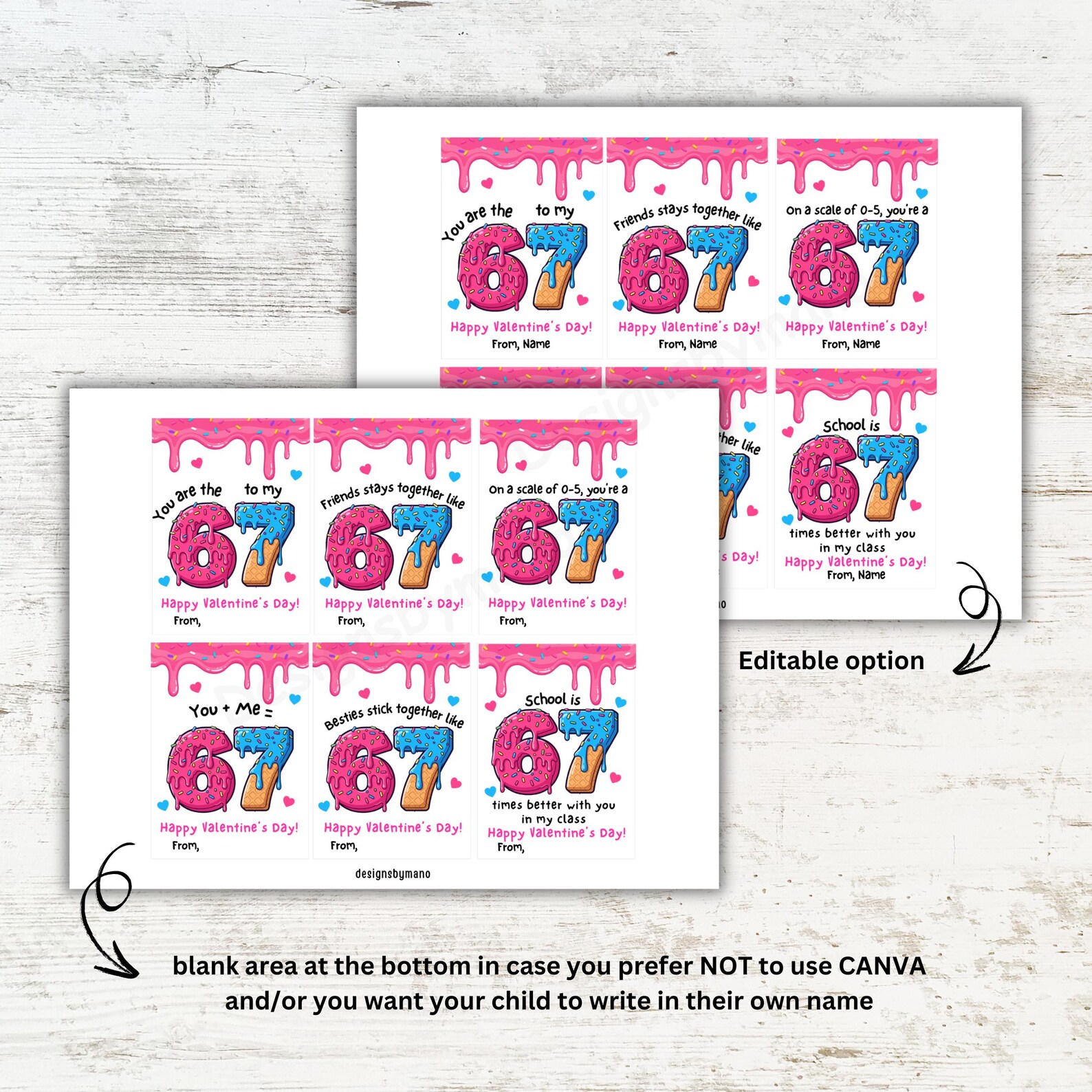 67 Valentine Cards for Kids Tweens, 6 7 Valentine's Day Cards, Slag Six ...