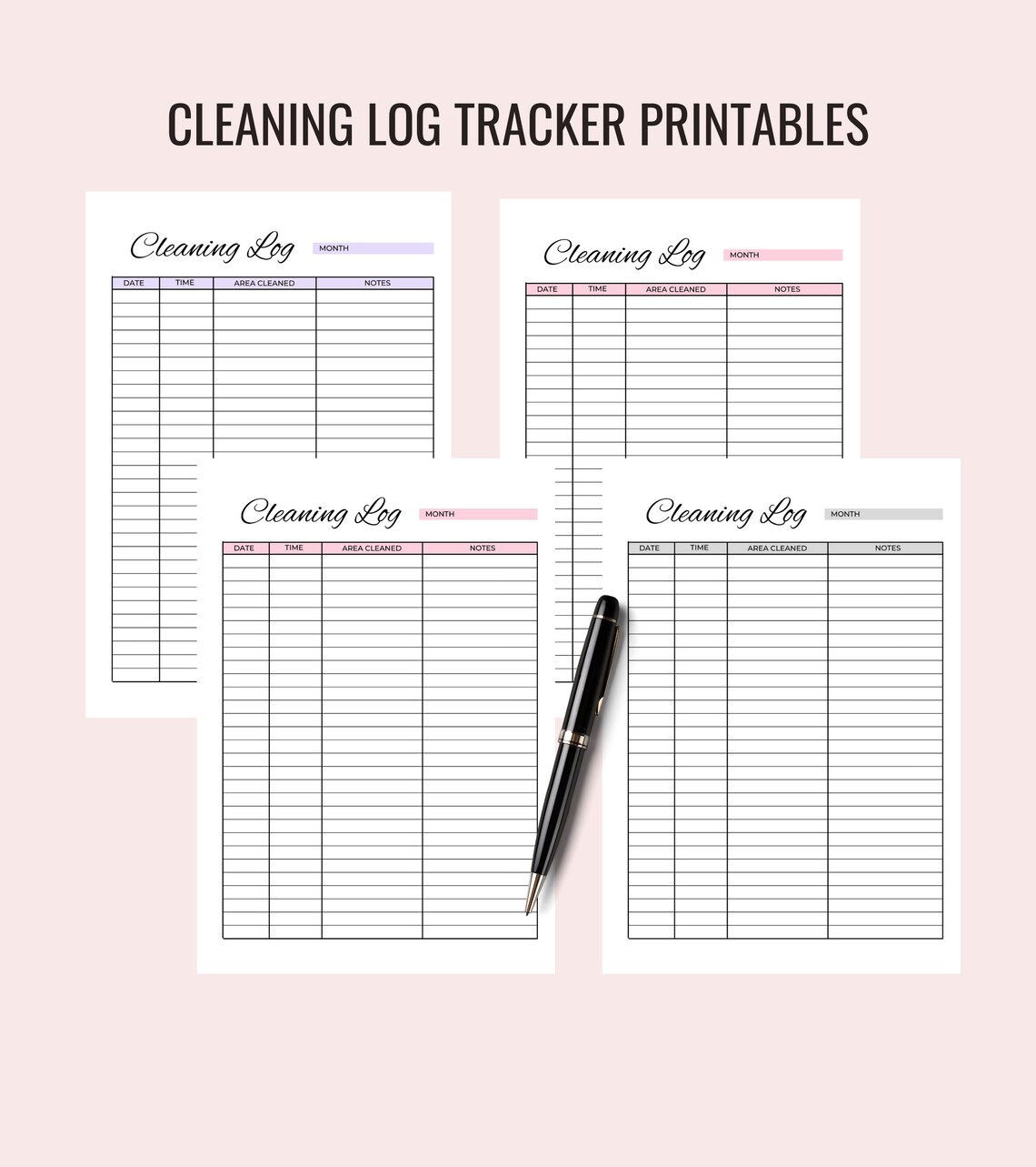 Cleaning Tracker Printable, Cleaning Checklist, Cleaning Tasks Log ...