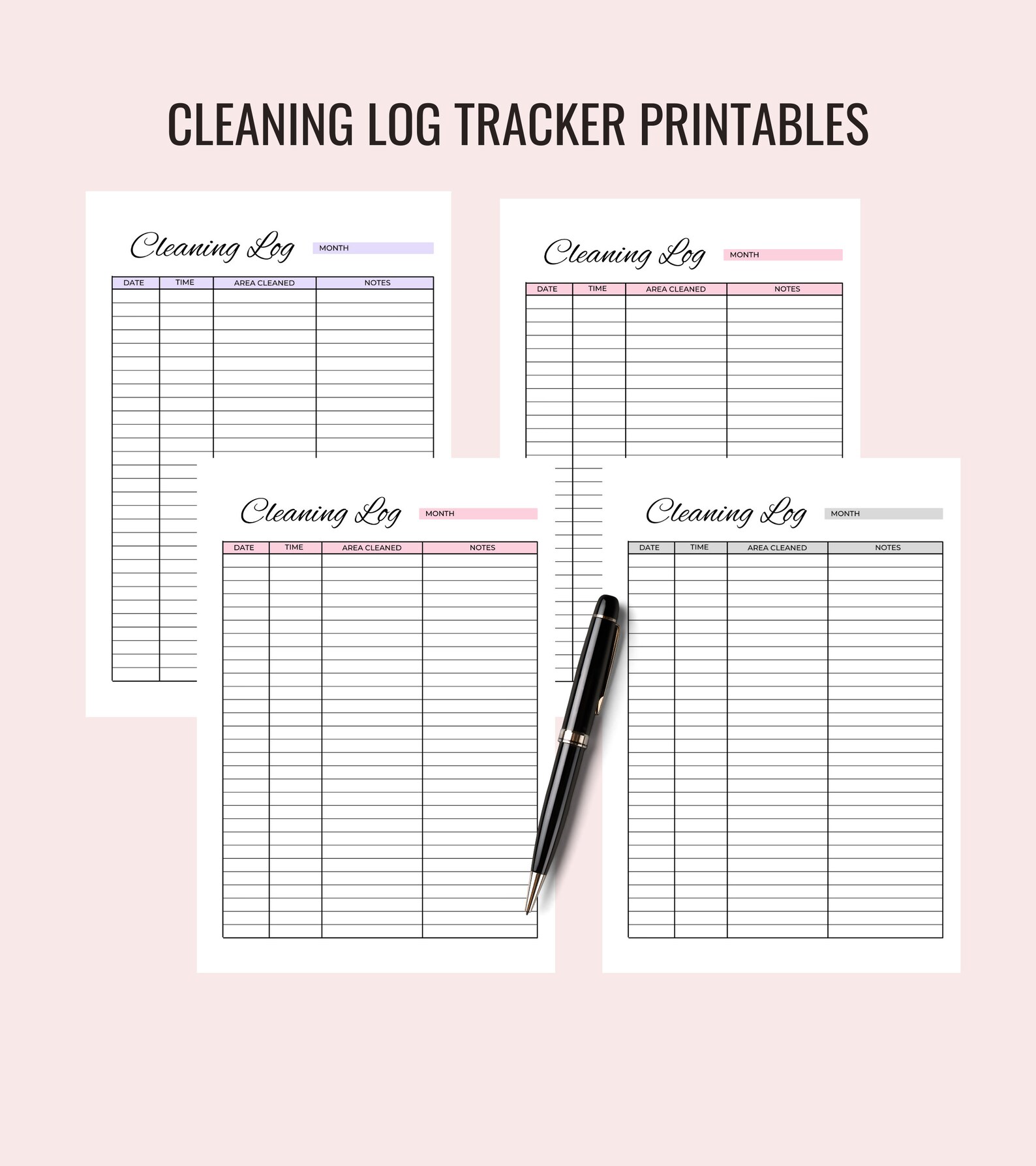 Cleaning Tracker Printable, Cleaning Checklist, Cleaning Tasks Log