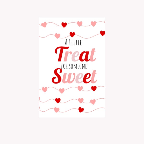 Printable Rectangle Valentine's Day Tag, A Little Treat For Someone Sweet Tag, Valentine's Day Tag, hearts tag, Printable Cookie Tag, pdf