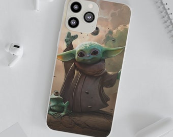 Cute Baby yoda phone case for iPhone 11 pro X XR XS Max 8 7 6s Plus Tempered glass black cover her Gift for him Personalized Gift