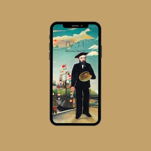 Vintage Painting Iphone Wallpaper - Henri Rousseau Self Portait - Lock Screen Wallpaper