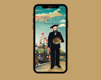 Vintage Painting Iphone Wallpaper - Henri Rousseau Self Portait - Lock Screen Wallpaper