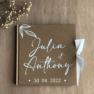 Personalized guest book wedding birthday baptism dried flowers decoration image 2