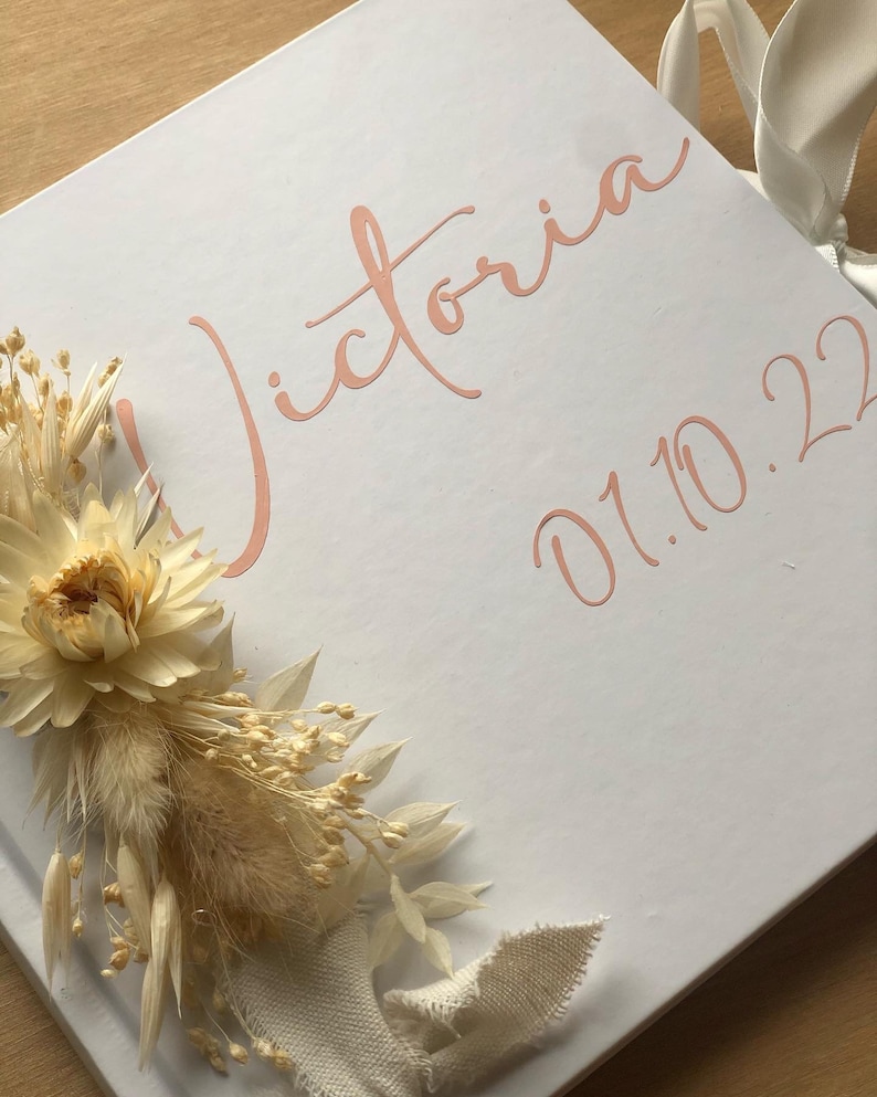 Personalized guest book wedding birthday baptism dried flowers decoration image 10