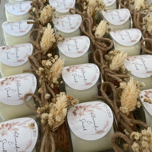 Personalized candles wedding baptism soy wax birthday baby shower gender reveal request guest gifts dried flowers