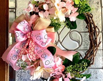 Spring Wreath, Spring Wreath Front Door, Pink Wreath, Floral Wreath, Spring Flower Wreath, Dogwood Wreath