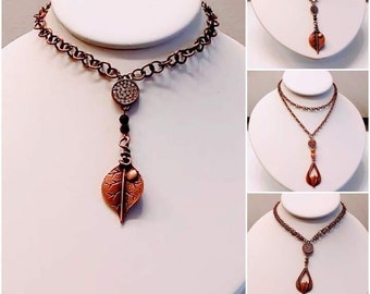 Unique Handmade Antique Copper Bohemian Pendant Necklaces