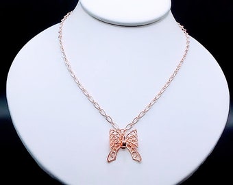 Feminine and Chic, Rose Gold Bow/Ribbon Pendant Necklaces