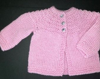 Hand Knit Pink and Bling Preemie Baby Sweater