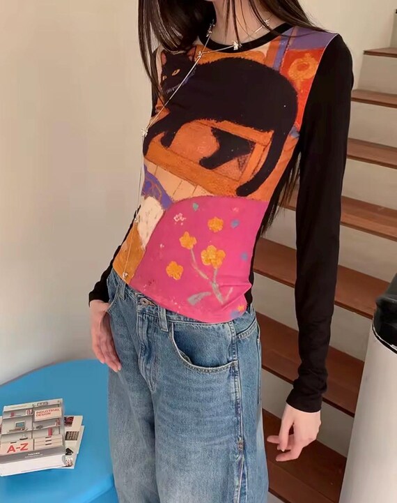 Cat Kitty Art Patchwork Top – Surreal Renaissance… - image 3