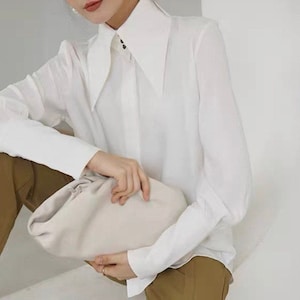Barbara Button Wrap Shirt in Classic White