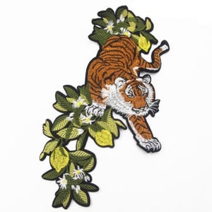 Climbing Tiger Embroidered Patch – Large Jungle Applique for Jackets, Backpacks 11*6”