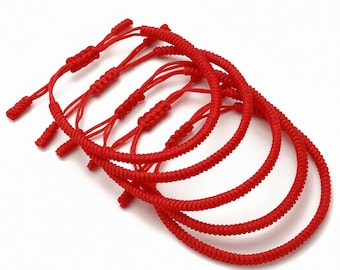 Red Cord Bracelet | Handmade Adjustable Knot, Protection Jewelry