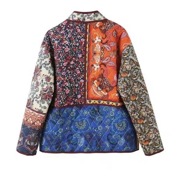 Vintage Patchwork Quilted Spring Summer Jacket Wo… - image 4