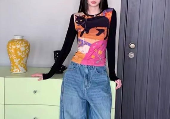 Cat Kitty Art Patchwork Top – Surreal Renaissance… - image 5