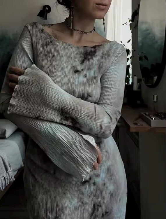 soft grunge dress Dark Academia Maxi Dress, Art Print Long Sleeve, Indie Minimalist Outfit Category:Dresses > Formal