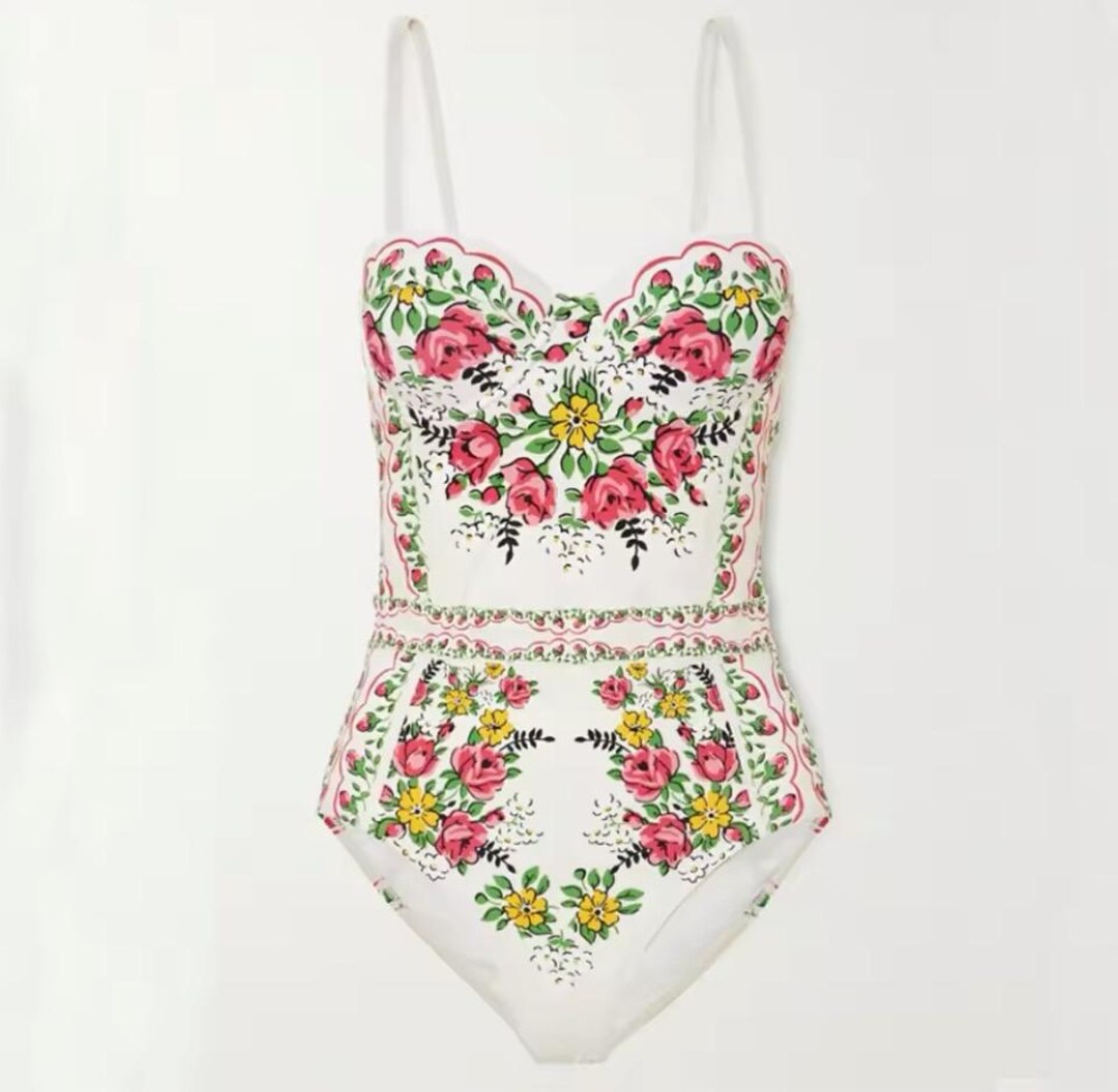Vintage Print Slim Fit Swimwear with Cover Dress main image 1