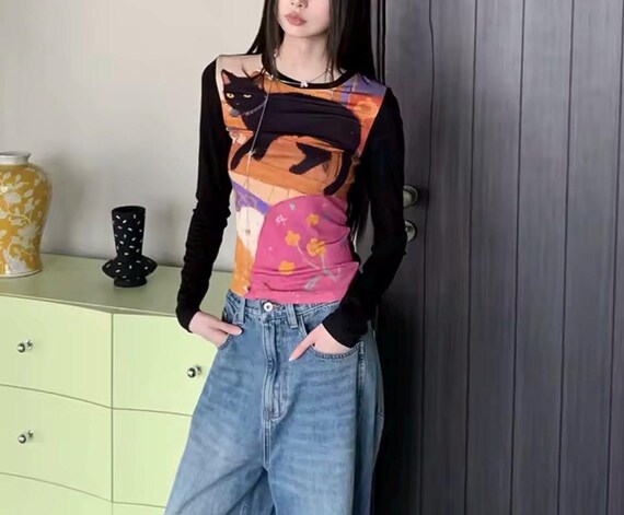 Cat Kitty Art Patchwork Top – Surreal Renaissance… - image 7