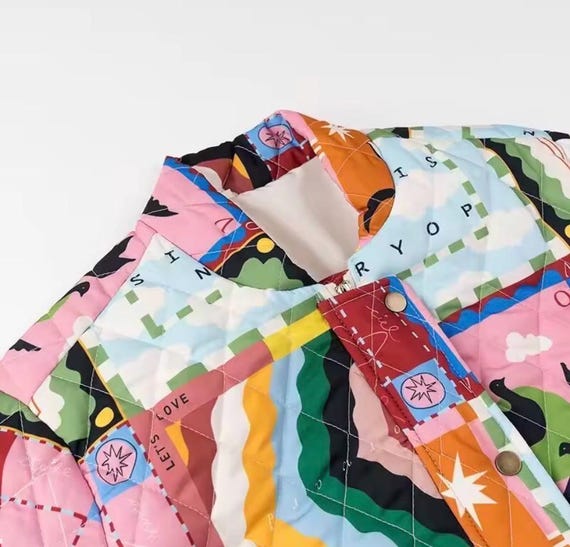 Patchwork Quilted Spring Summer Jacket Women Colo… - image 5