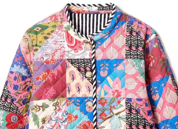 Colorful Patchwork Quilted Spring Summer Jacket W… - image 5
