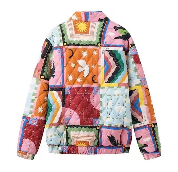 Patchwork Quilted Spring Summer Jacket Women Colo… - image 4