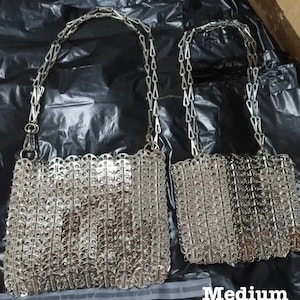 Metallic Classy Metal Shiny Chain Disc Classy Bag | Silver Hollow Classic Evening Bag| Vintage Minimal Bag