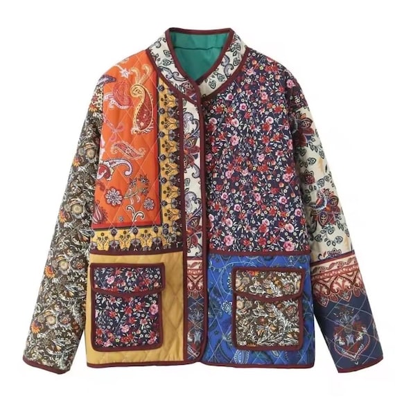 Vintage Patchwork Quilted Spring Summer Jacket Wo… - image 1