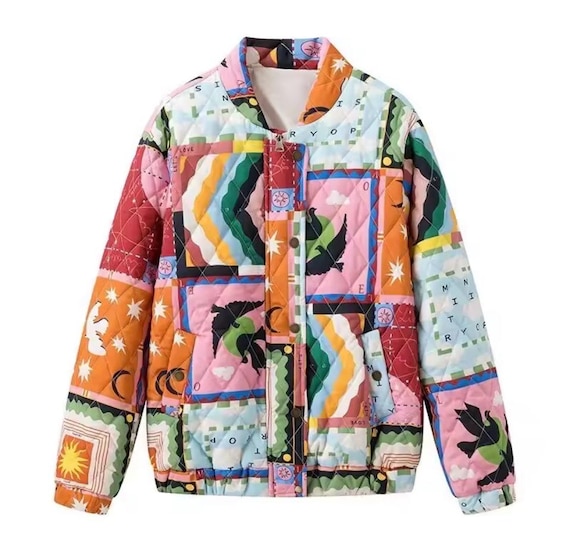Patchwork Quilted Spring Summer Jacket Women Colo… - image 3
