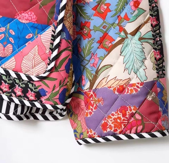 Colorful Patchwork Quilted Spring Summer Jacket W… - image 7