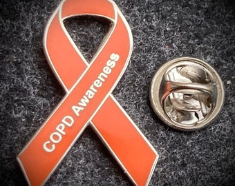 Chronic Obstructive Pulmonary Disease COPD Awareness ribbon orange enamel badge / brooch