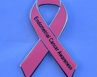 Endometrial Cancer Awareness Coral Ribbon Pin Badge / Brooch