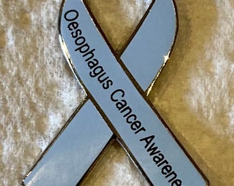 Oesophagus Cancer Awareness ribbon enamel periwinkle badge / brooch