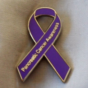 Pancreatic Cancer Purple Awareness ribbon enamel pin badge / brooch.