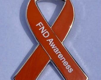 FND  functional neurologic disorder Awareness orange ribbon enamel orange badge / brooch