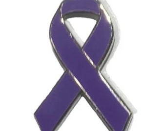 Purple Awareness Enamel Ribbon Pin Badge / Brooch. Dementia, Fibromyalgia, Epilepsy, Alzheimer's, Cystic Fibrosis, Pancreatic Cancer, Lupus