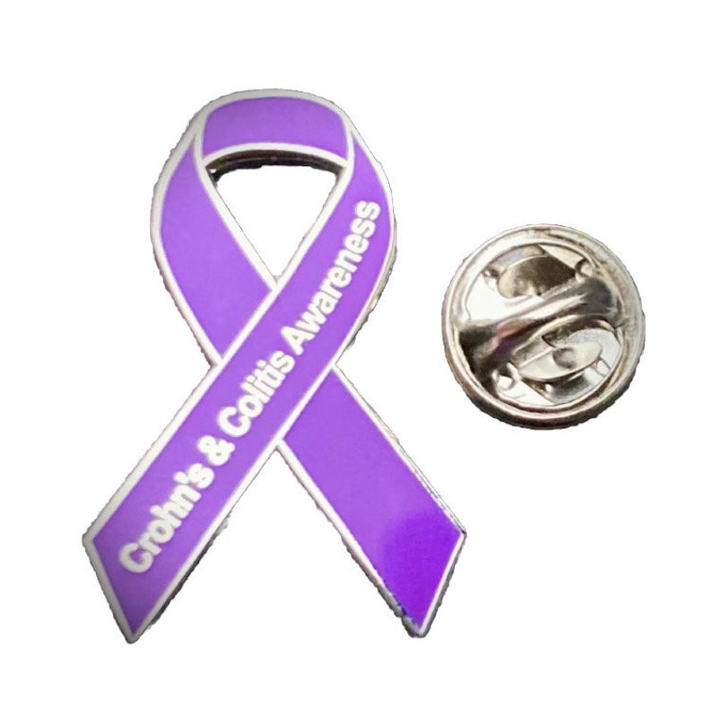 Crohn's & Colitis Disease Purple Awareness Ribbon Enamel Pin Badge ...