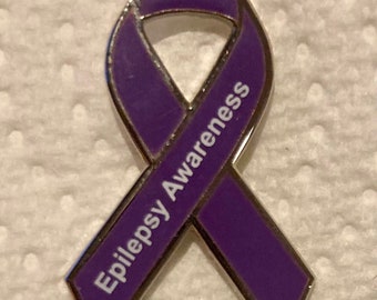 Epilepsy Purple Awareness ribbon enamel pin badge / brooch.