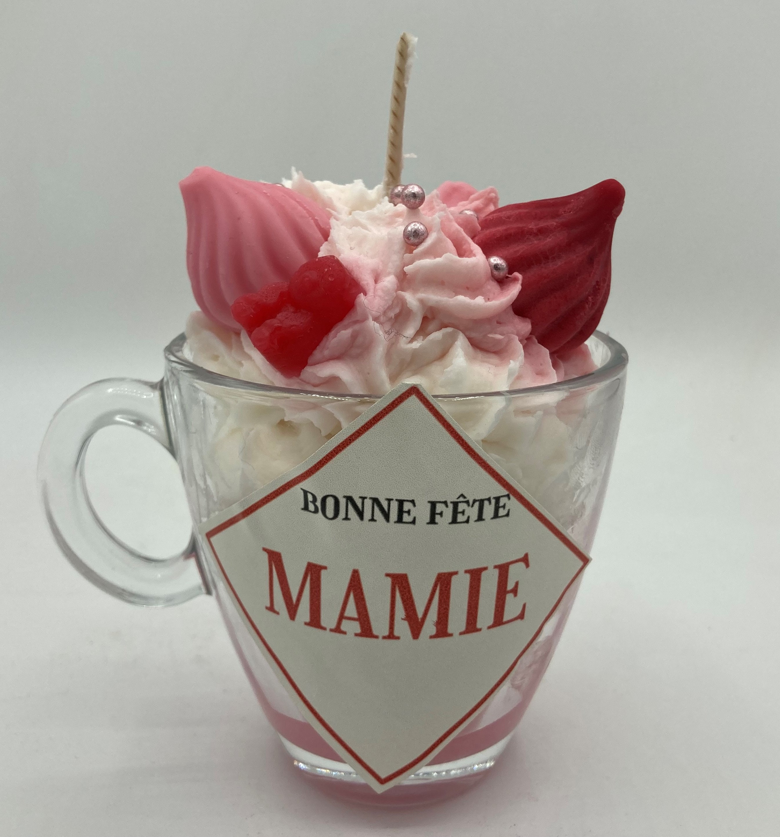 A Personnaliser - Personnalisez L'étiquette Bonne Fête Mamie Je T'aime Bougie Artisanale Milkshake F