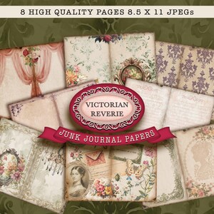 Rêverie victorienne vintage - papiers pour journal intime imprimable d'inspiration antique, papiers numériques damassés, fleurs, papillons, victorien, 11 x 8,5