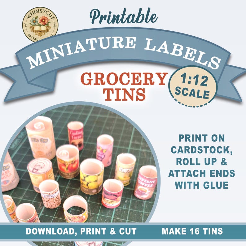 Miniature Grocery Labels 1:12 One Scale Printable, Dollhouse Groceries ...