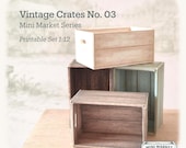 Miniature Wooden Crates Printable Kit | Rustic 1:12 Scale DIY Papercraft Boxes (Digital Download)