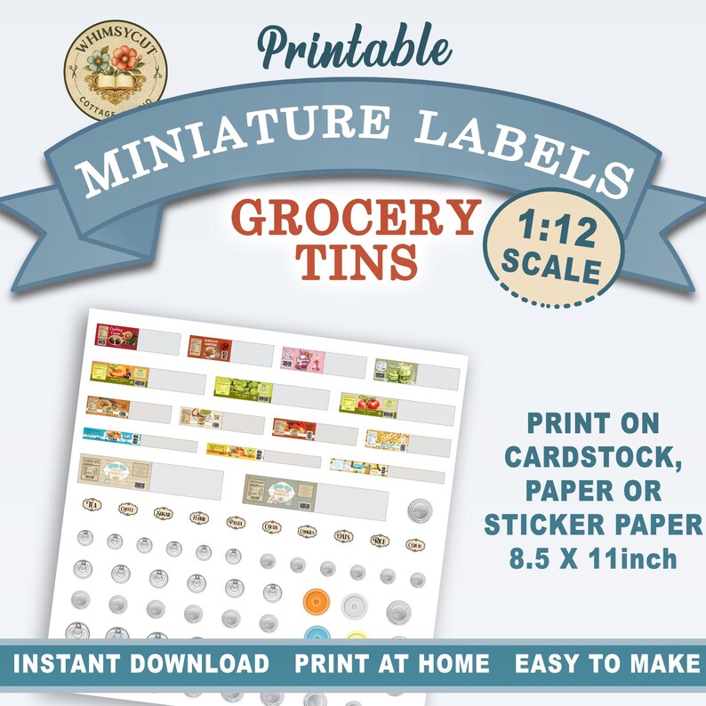 Miniature Grocery Labels 1:12 One Scale Printable, Dollhouse Groceries ...