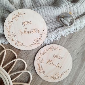 Meilensteinkarte große Schwester - großer Bruder / Holz / Babyschooting / Schwangerschaftsankündigung / Geschwister