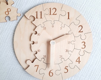 Reloj de aprendizaje para desconcertar / Montessori / regalo para niños / madera / idea de regalo / regreso a clases