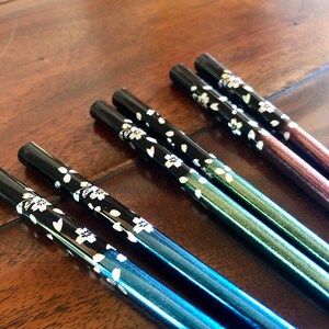 Chopsticks, Green, Blue, or Purple, w/ Cherry Blossom Floral Cherry Blossom Design image 7
