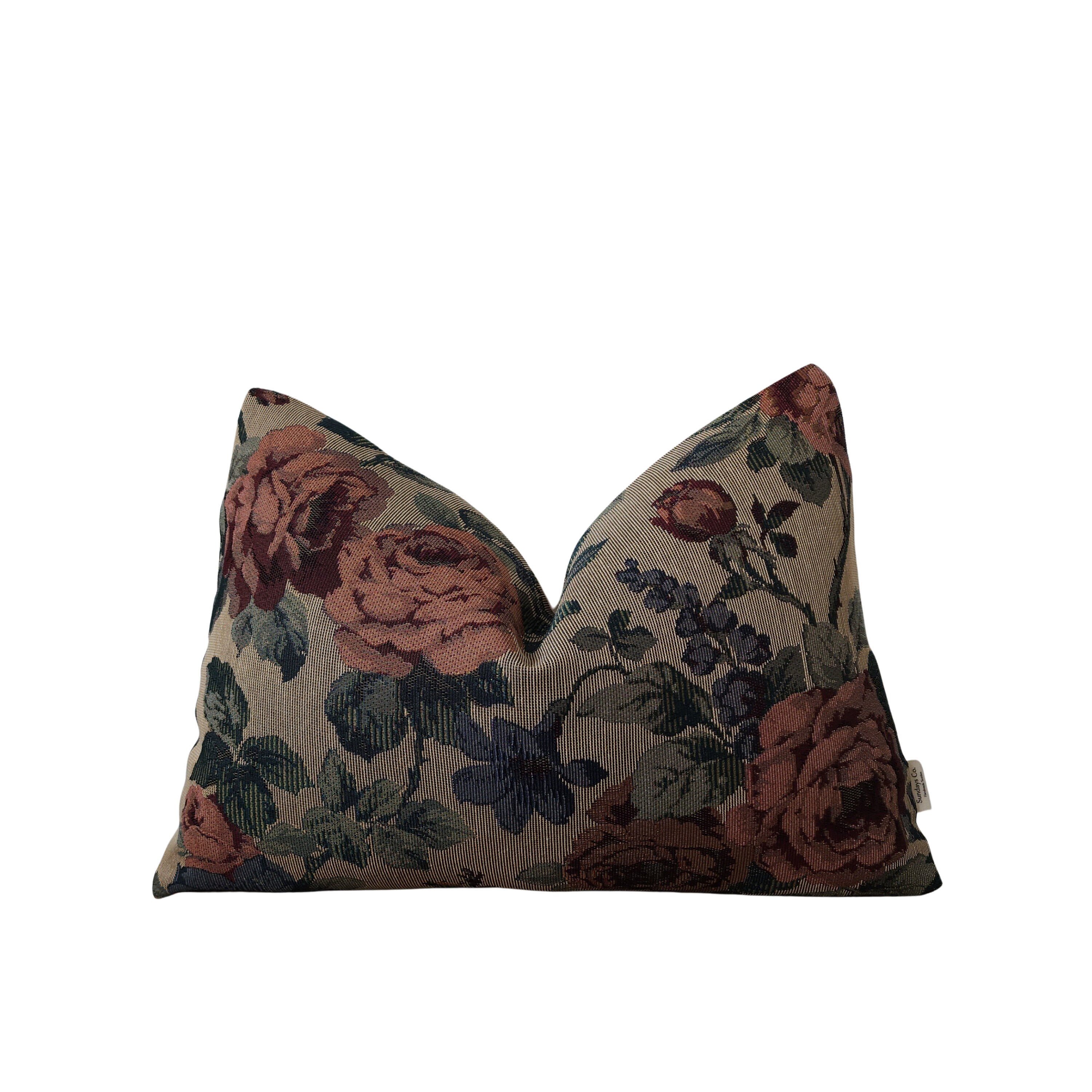 Floral Tapestry Throw Pillow, Vintage Inspired French Tapestry Pillow