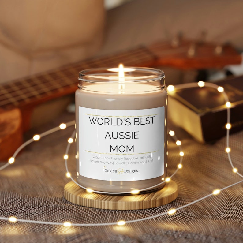 World's best aussie mom Scented candle 9oz 100% soy candle image 1