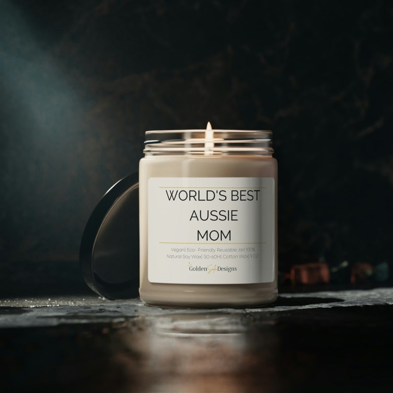 World's best aussie mom Scented candle 9oz 100% soy candle image 5